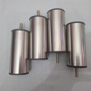 Set of 4 Stainless Steel Furniture Legs 4.5 In, Cylinder Cabinets Sofa Tables